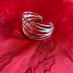 Stunning Silver Tone Multi Strand Cuff Bracelet